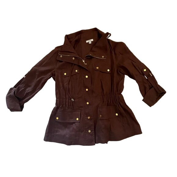 Cache Womens Brown Linen Blend Utility Jacket Sz S - Picture 2 of 14
